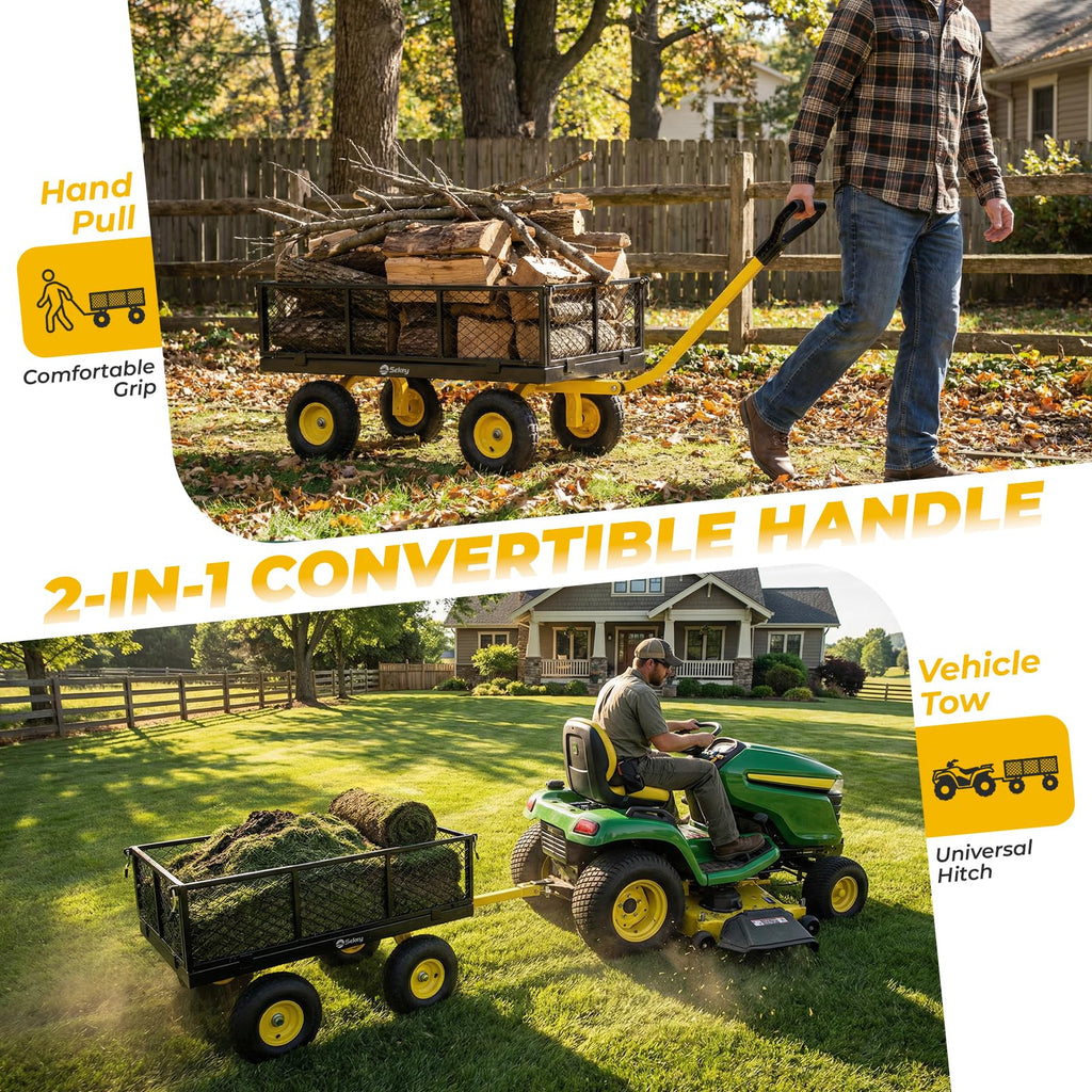 Steel Garden Cart 1000 lb Capacity Removable Sides D2989
