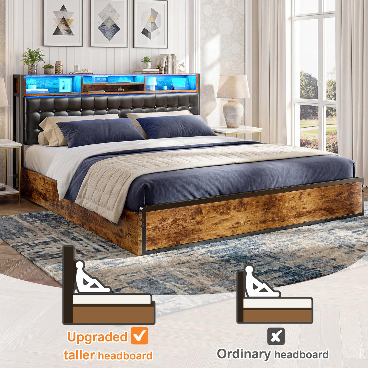 King Bed Frame with 4 Drawers T255483